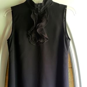 Nanette Lepore Black Sleeveless Ruffled-front Blou